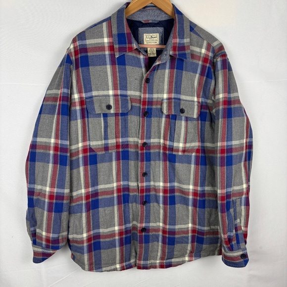 VTG L L Bean Mens Plaid Flannel Shirt Jacket Shacket Sz M Outdoor Lumberjack - Picture 1 of 9